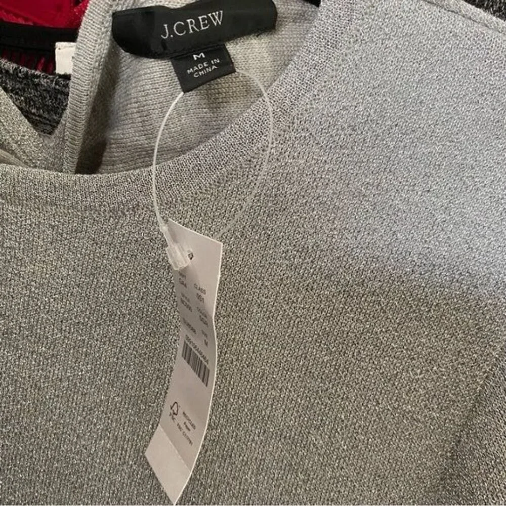 J. Crew Lurex Twist Back Dress in Silver Grey Size Medium NWT